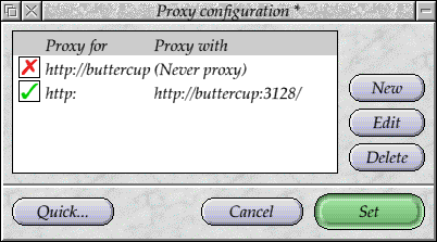 Simple configuration of proxy rules