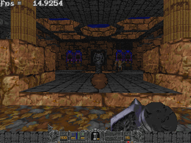 Startng the game as a warrior, with frame rate display